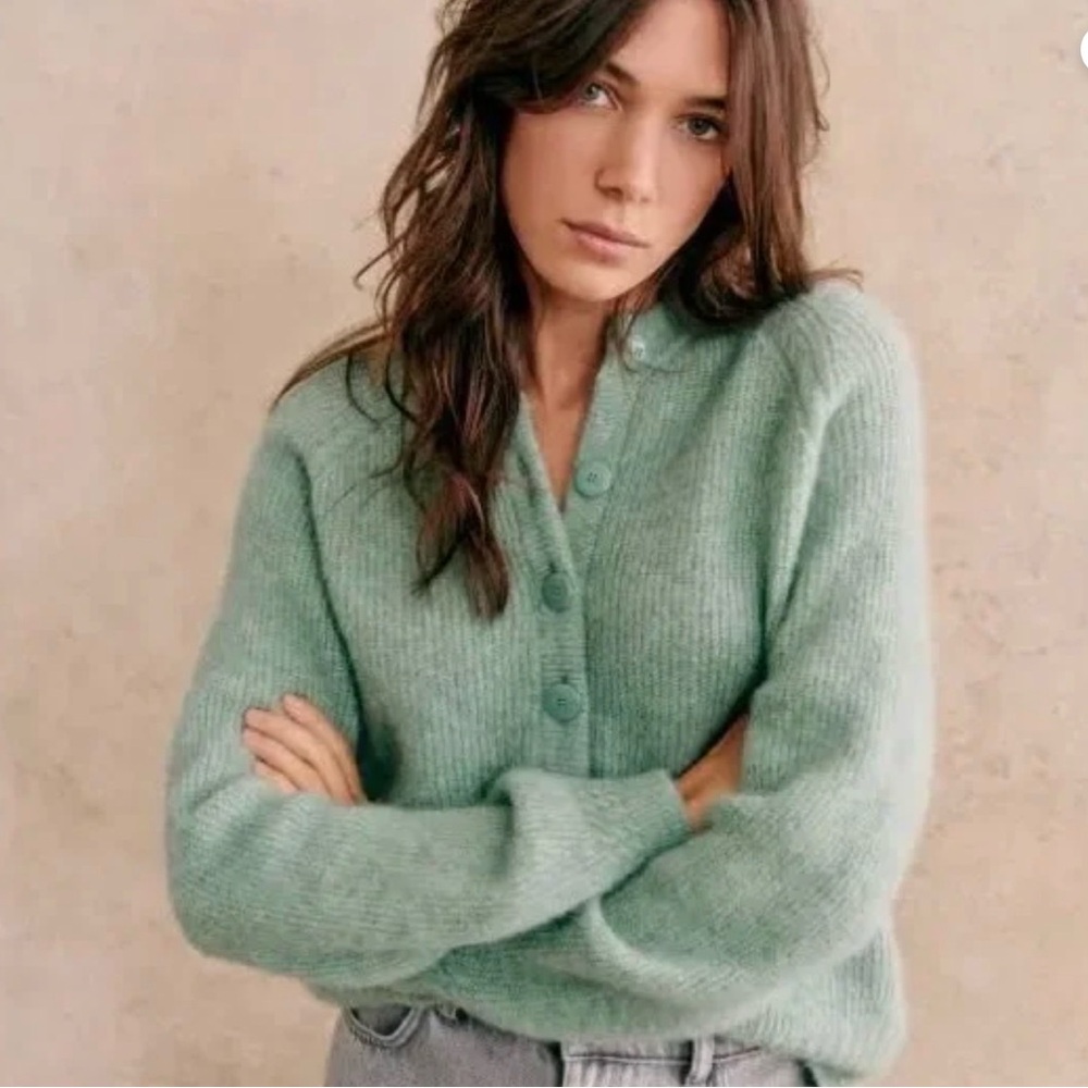 NWOT Sézane Othello cardigan in green grey - size small